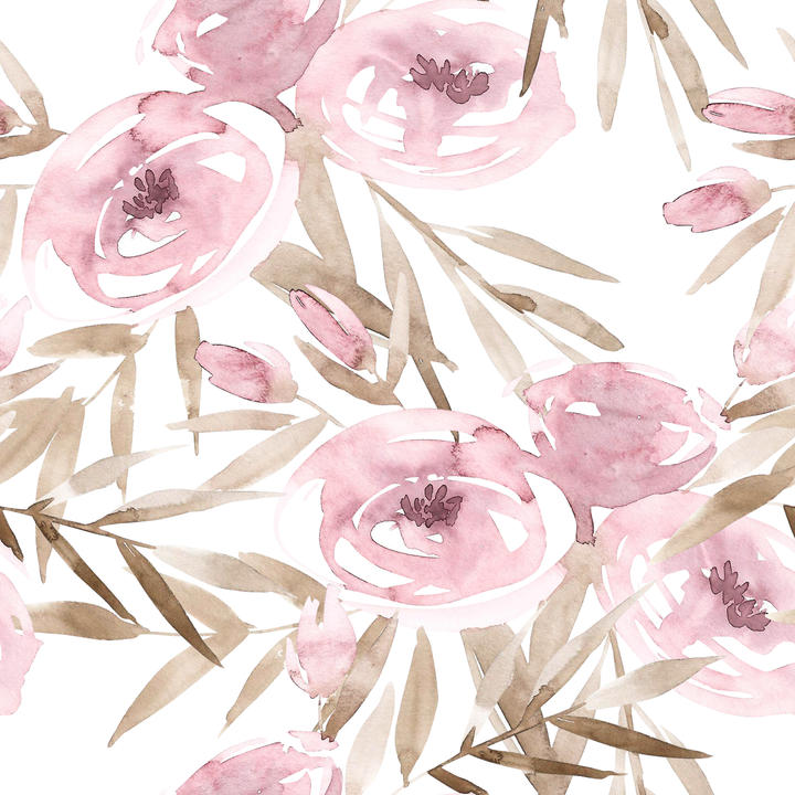 Rustic Watercolour Peony Wallpaper - Shop Now at Luxe Walls