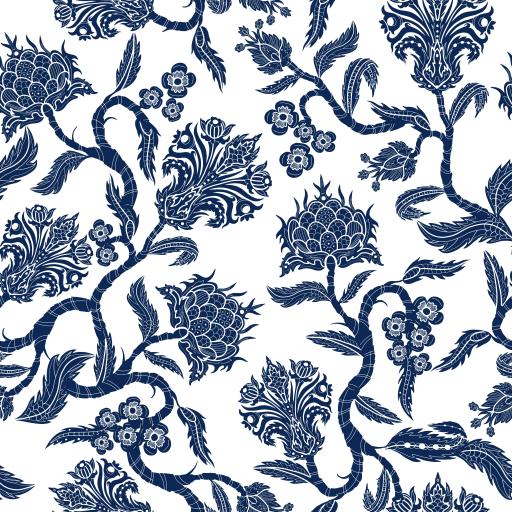 Blue Oriental Floral Wallpaper | Luxe Walls - Removable Wallpapers