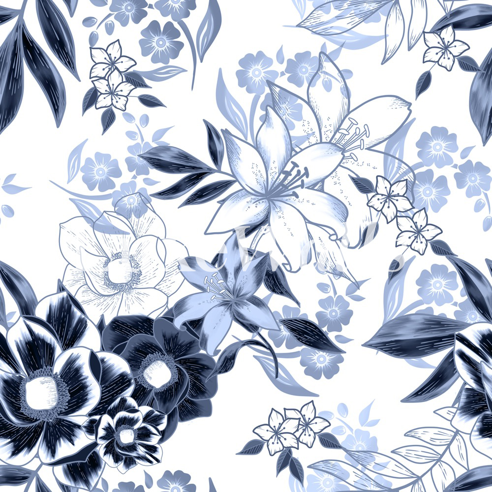 Navy Floral Wallpaper | Luxe Walls - Removable Wallpapers