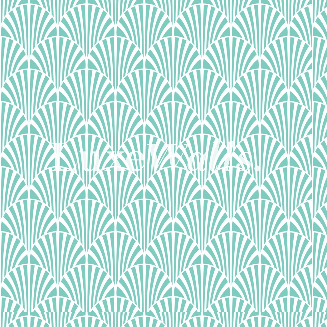 Art Deco Teal Fan Pattern Wallpaper | Luxe Walls - Removable Wallpapers