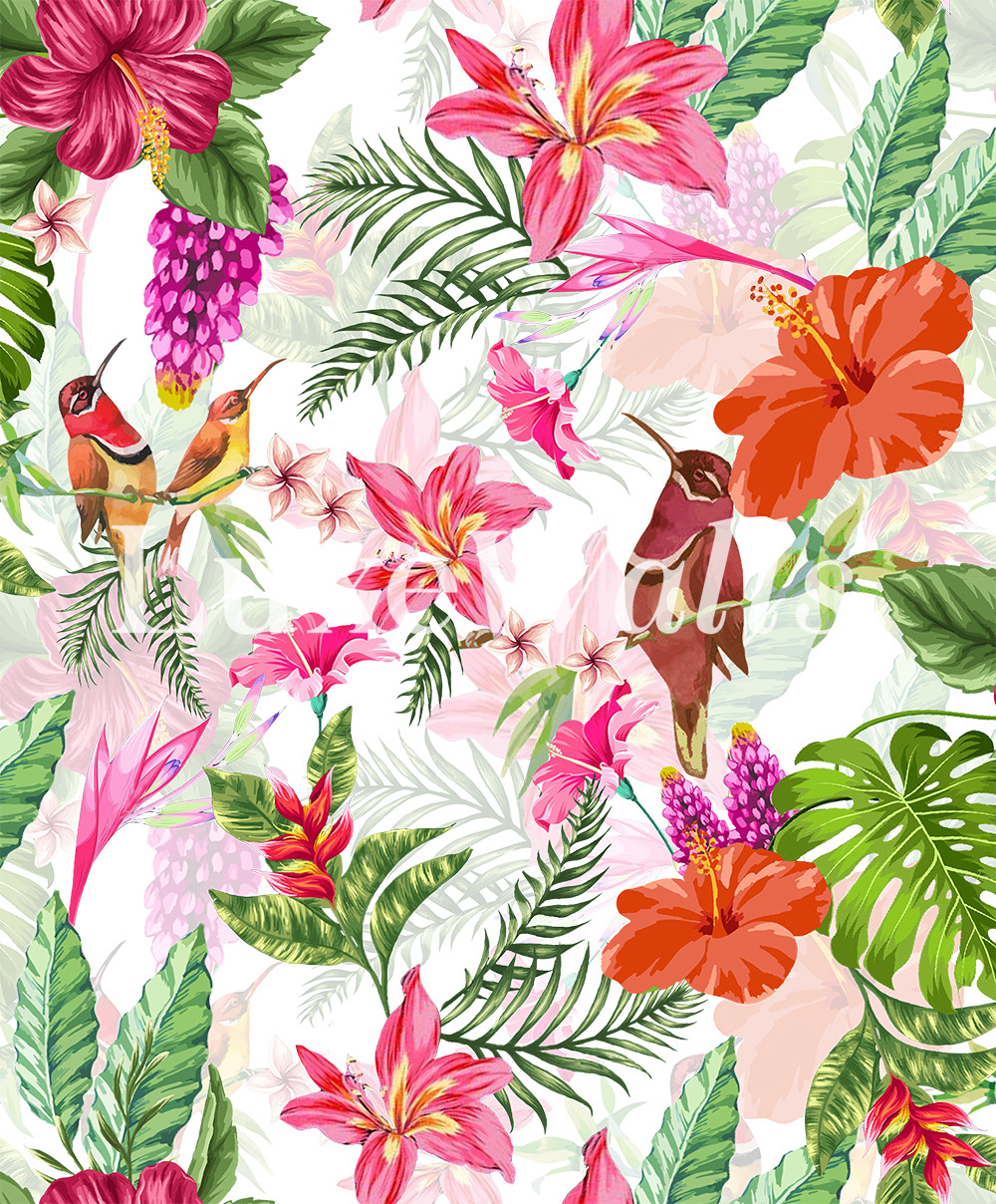 Hibiscus & Sunbird Wallpaper | Luxe Walls - Removable Wallpapers